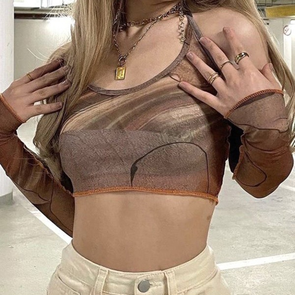 brown cami top with half sleeves